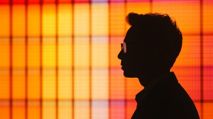 Wall Mural - A man is standing in front of a colorful background