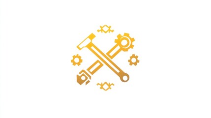 Poster - Gold tools logo design, engineering, construction, or mechanic theme