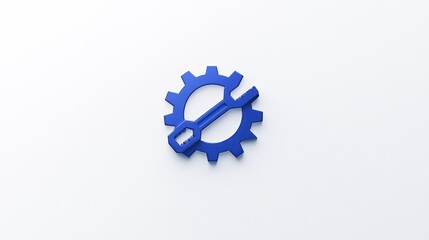 Poster - 3D rendered blue gear with screwdriver, simple illustration, conceptual image