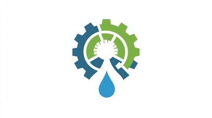 Poster - Abstract gears and water drop, technology, industry