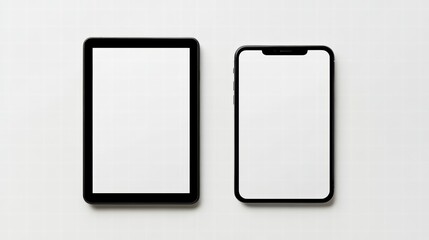 Poster - The Tech Duo: a tablet and a smartphone sit side-by-side with their screens blank, as if patiently awaiting the touch of their user.