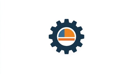 Poster - Gear with pie chart graphic, technology, progress, illustration