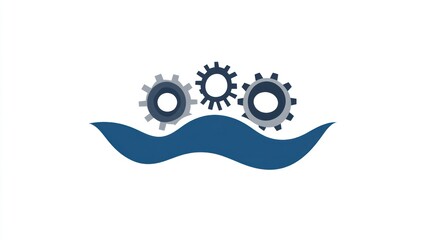 Poster - Abstract gears on wavy background. Possible use stock photo