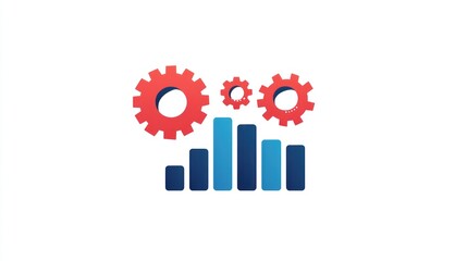 Poster - Abstract gears and progress bar, data analysis, business growth