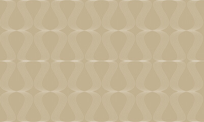 Poster - Seamless pattern of geometric, graphic and curved white lines on khaki or beige background. Abstract high resolution full frame background.