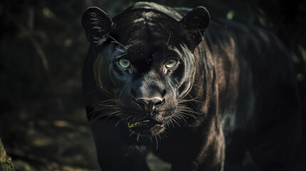 Wall Mural - majestic panther staring intensely in powerful presence