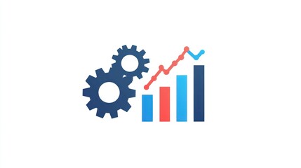 Poster - Business Growth Graphic, gears and bar chart, representing increased productivity. Possible use for marketing or business presentations