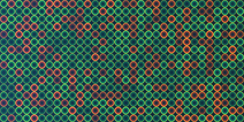 Poster - Dark Abstract Partially Faded Spotted Pattern, Circular Gradient Shapes, Spots with Randomly Changing Colors of Brown and Green - Geometric Mosaic Texture, Vector Background Design