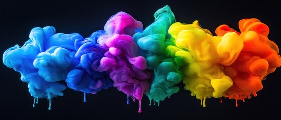Aufkleber - Colorful abstract smoke swirling in vibrant hues against black
