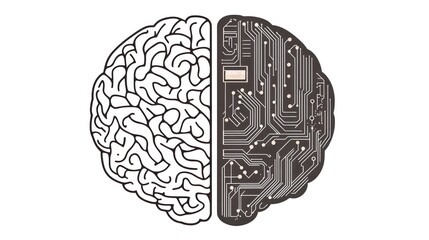Poster - Brain Divided into Biological and Digital