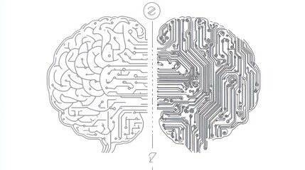 Poster - Brain Circuitry; Divided Brain; Technology;  Abstract;  Conceptual; Showing  Connection;  Innovation