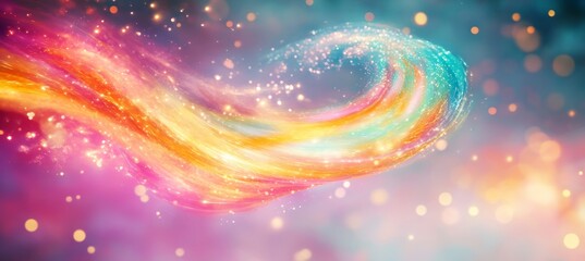 Poster - Abstract Kinetic Energy with Vibrant Colors, Soft Glowing Illumination, and Blurred Bokeh Backdrop