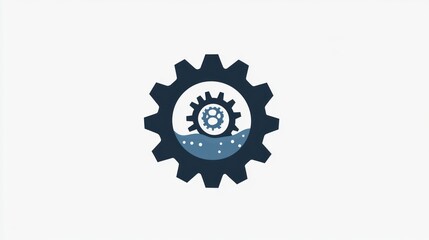Poster - Gears in water, mechanism in action, industrial background, digital graphic for technology use