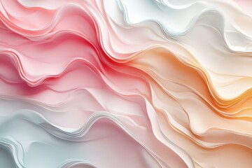 Fototapete - Soft waves of pastel colors flowing harmoniously with intricate textures representing fluidity and grace