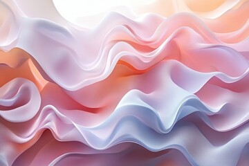 Fototapete - Soft waves of pastel colors flowing harmoniously with intricate textures representing fluidity and grace