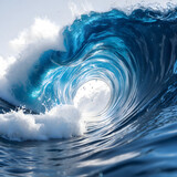Powerful Ocean Wave Curling with Sunlight Reflection – Dynamic Sea Motion"