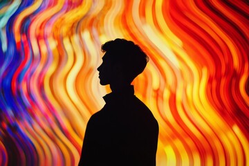 Poster - Silhouette of a Person against Colorful Abstract Background