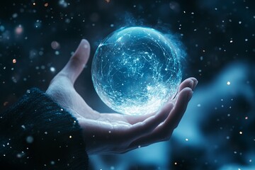 Poster - A hand holding a blue crystal ball