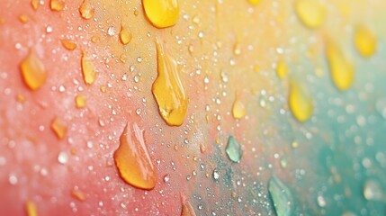 Fototapete - Drops of water collect on a textured black surface, creating intricate patterns during a quiet moment of reflection