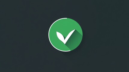 Poster - Green checkmark icon on dark background. Possible use User interface design, app design