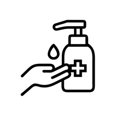 Poster - Hand sanitizer illustration, healthcare style, black and white color, hygiene symbol