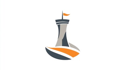 Poster - Abstract Tower Logo on Leaf Design