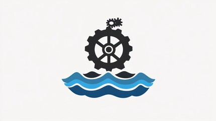 Poster - Gears on water, mechanical process, abstract graphic, logo potential