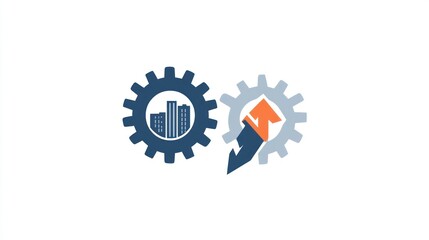 Poster - Gears, city, growth, business, success, graphic design, stock photo, digital art, vector image