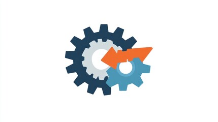 Poster - Interlocking gears, process improvement, progress, technology illustration