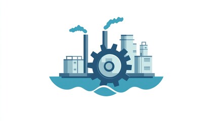 Poster - Industrial Facility with Gear, Manufacturing Concept