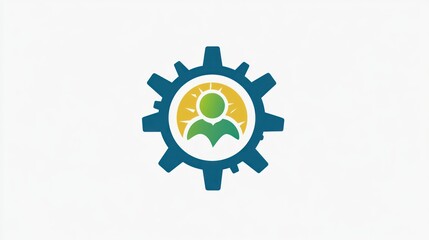 Poster - Person in gear, success, growth, empowerment, logo, symbol, abstract graphic
