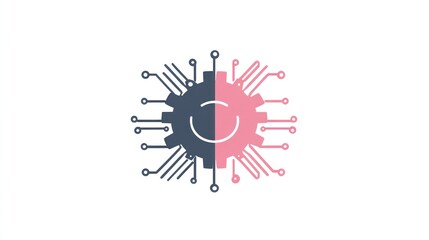 Poster - Technology gear split two colors.  Possible use stock photo
