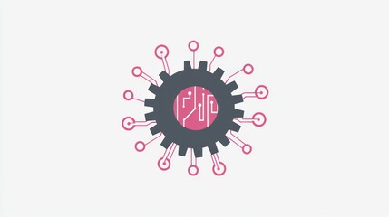 Poster - Abstract gear with circuit board design, technology concept, suitable for web banner