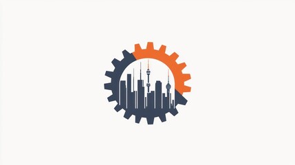 Poster - City Gear Mechanism, Urban Development, Industrial Background, for Business Growth