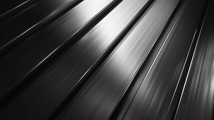 Poster - Abstract black and white background with parallel, angled, metallic stripes.