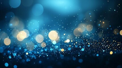 Wall Mural - Captivating blue bokeh background with shimmering light.