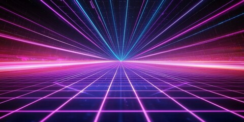 Wall Mural - Vivid light rays in purple, blue, and pink shades.
