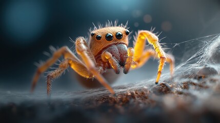 This macro shot captures the intricate details of a spider, showcasing its delicate features and vivid colors within its natural habitat, creating an engaging visual experience.