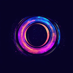 Fototapete - Ring swirls with cosmic colors on dark space background, circle motion effect