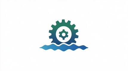 Poster - Gear on Water, Simple Logo Design, Technical Icon, Potential Stock Photo