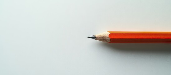 Poster - Orange pencil positioned diagonally on clean white background, offering ample copy space for text or additional visuals, ideal for educational concepts.