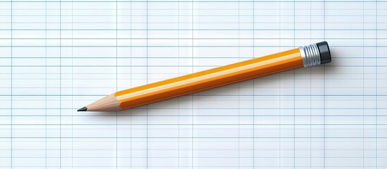 Poster - Orange pencil with gray accents placed diagonally on white lined paper background, showcasing writing tools for education or creativity.
