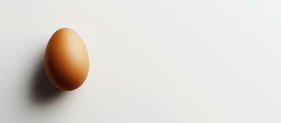 Aufkleber - Single brown chicken egg placed on a clean white background with ample copyspace to emphasize text or design elements surrounding it