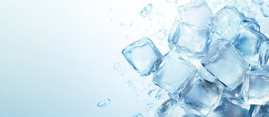Aufkleber - Bright blue ice cubes with a translucent effect positioned on the left side against a soft gradient background, creating a refreshing, cool ambiance.