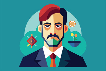 Poster - A stylized representation of a psychologist features a vibrant geometric design with symbolic elements, Psychologist Customizable Disproportionate Illustration