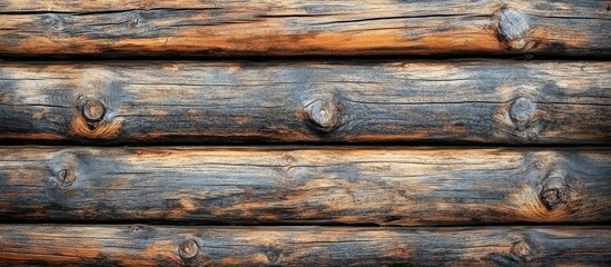Poster - Rustic wooden texture featuring dark brown and orange hues with horizontal alignment ideal for natural backgrounds and design copy space.