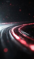 Poster - Flowing Red and White Light Trails on a Dark Background, Technology, Futuristic Wallpaper