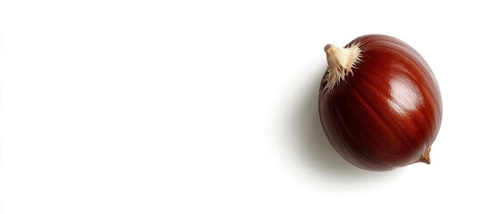 Poster - Chestnut with rich brown color positioned in the top right corner of a bright white background, ideal for text placement and creative designs.