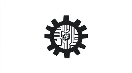 Poster - Abstract gear with circuit board design; use for technology concept