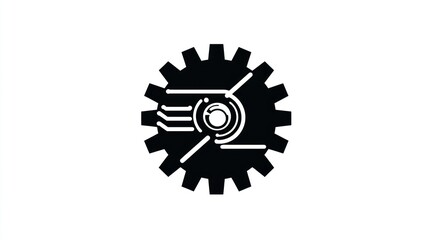 Poster - Abstract gear with circuit symbol; technology concept; use in presentations or web design